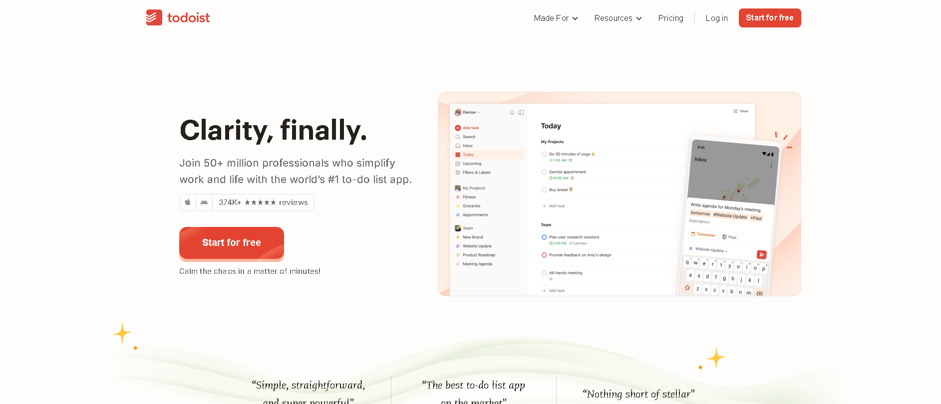 Todoist task management app for students and professionals