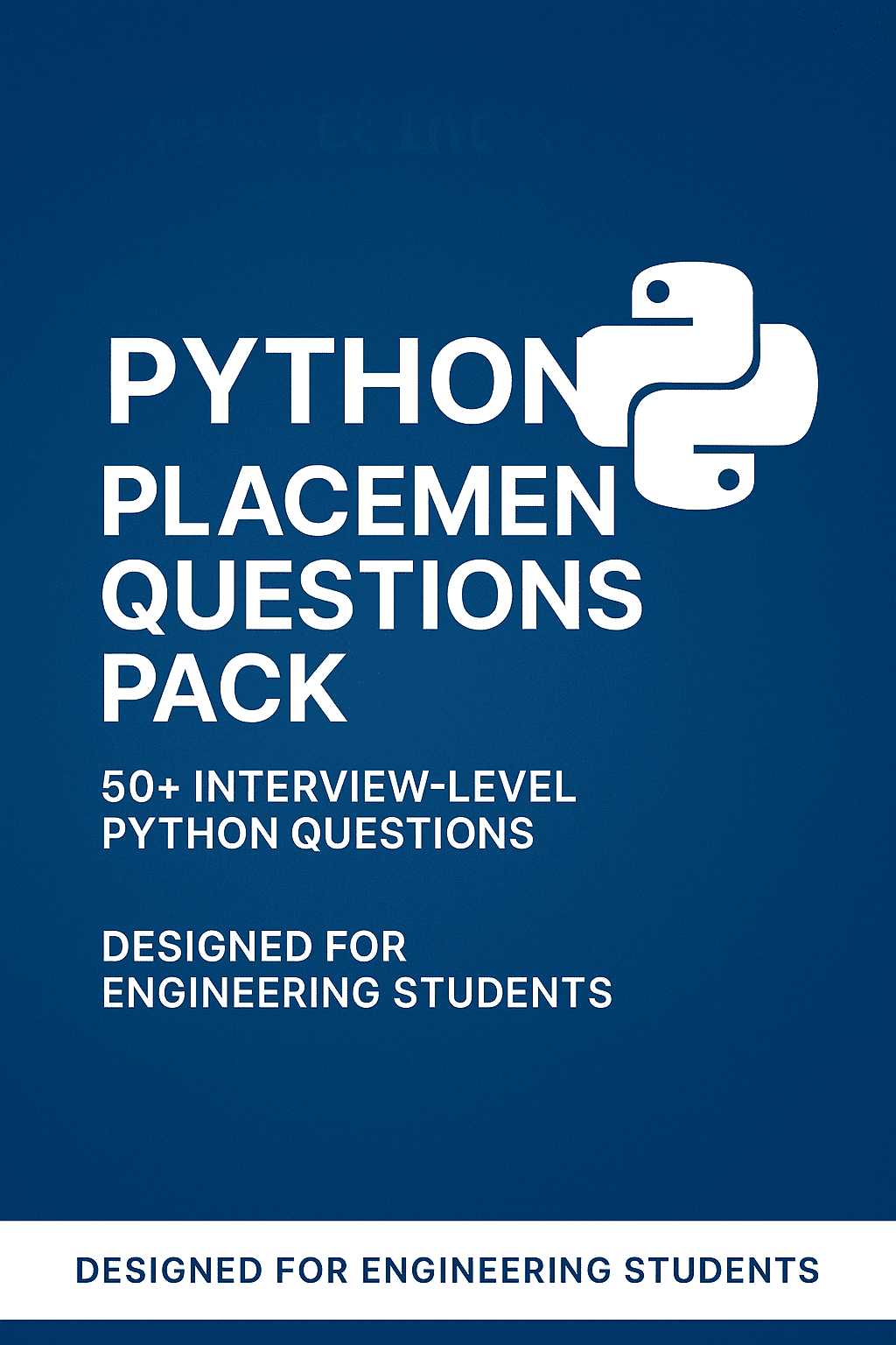 Digital cover of the Python Placement Preparation PDF with key coding problems, solutions, and interview-ready Python concepts.